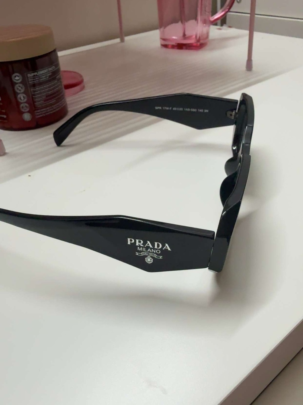 Prada Black Oversized Logo Temple Sunglasses
